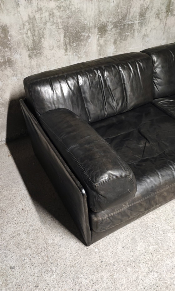 Image 1 of 2-zits Modulaire Zwart Leren Sofa De Sede Ds-76, Zwitserland 1970