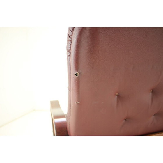 Image 1 of Vintage 3-zits leren bank voor Ton, Tsjecho-Slowakije 1980