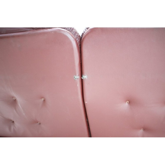 Image 1 of Vintage 3-zits leren bank voor Ton, Tsjecho-Slowakije 1980