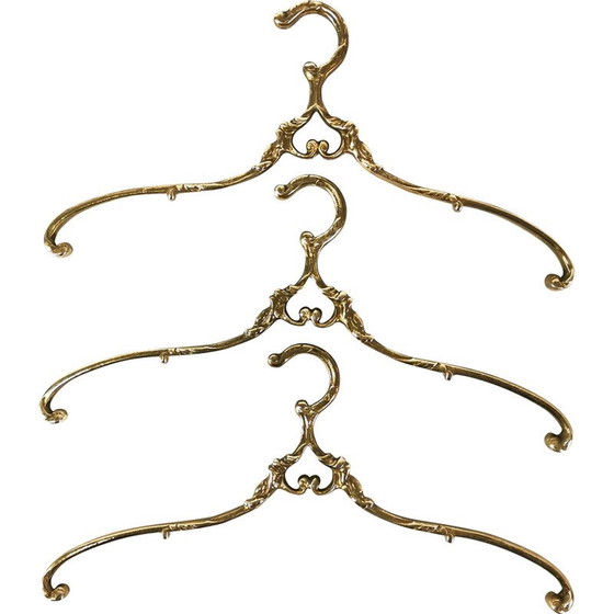 Image 1 of Set van 3 vintage koperen kleerhangers, Duitsland, 1960