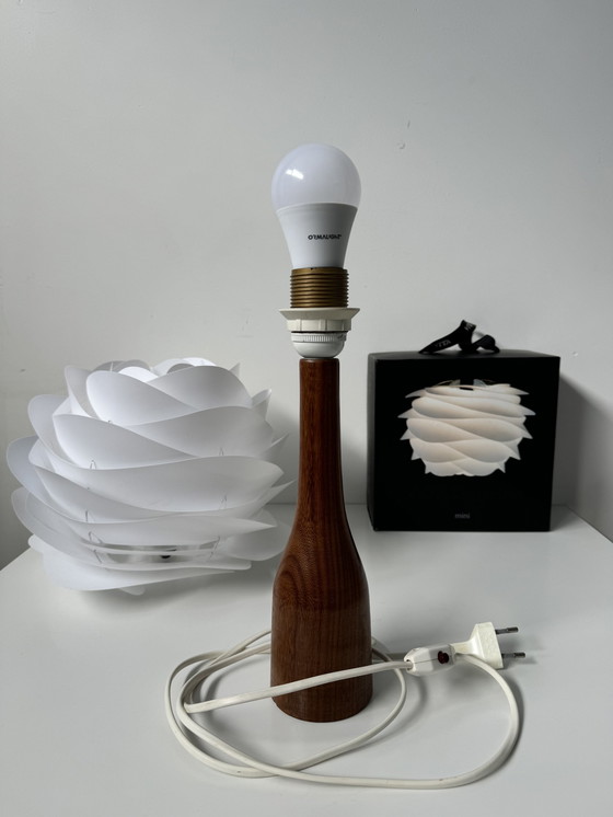 Image 1 of Vintage teak lamp met moderne kap