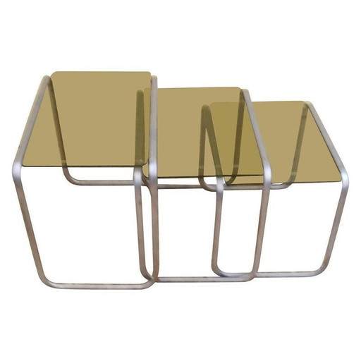 Set van 3 vintage uitklapbare nesttafels - jaren 1970