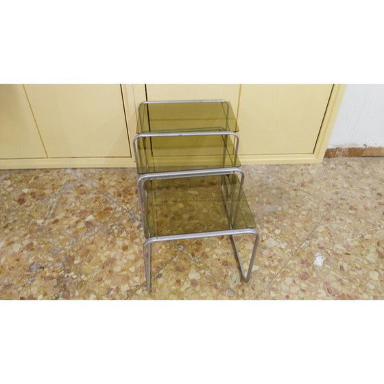 Image 1 of Set van 3 vintage uitklapbare nesttafels - jaren 1970