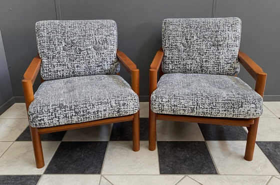 Image 1 of set van twee grijze fauteuils 1960