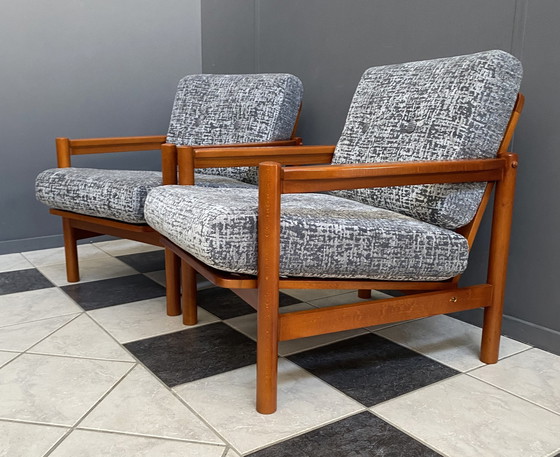 Image 1 of set van twee grijze fauteuils 1960