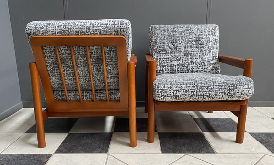 Image 1 of set van twee grijze fauteuils 1960