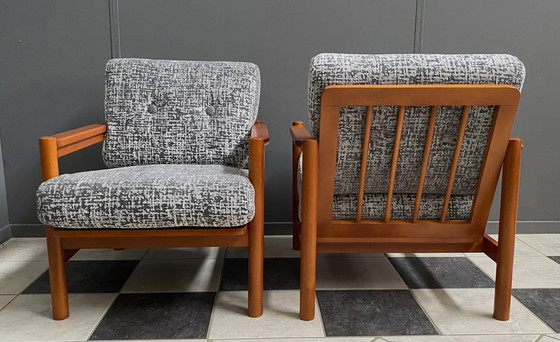 Image 1 of set van twee grijze fauteuils 1960