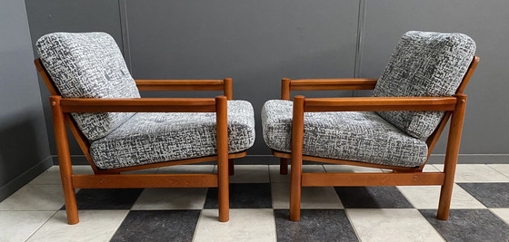 Image 1 of set van twee grijze fauteuils 1960