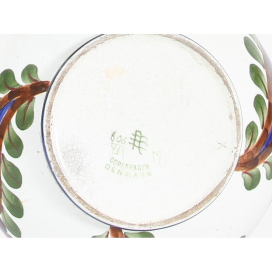 Image 1 of Scandinavische vintage ronde keramieken vaas met bloemmotieven door Harald Slott-Moeller voor Aluminia, 1930