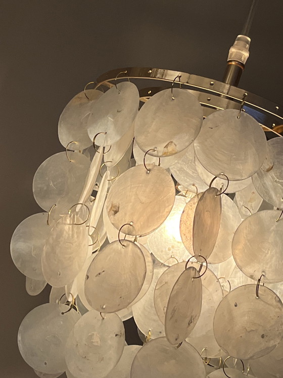 Image 1 of Set Van 2 Capiz Hanglampen Vintage Parelmoer Schelpen Lampen