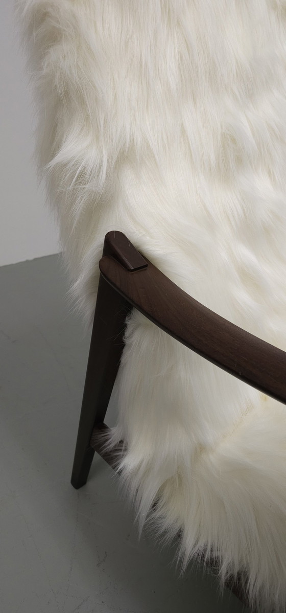 Image 1 of Vintage Teak 60'S Faux Fur Fauteuil