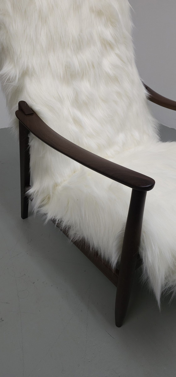 Image 1 of Vintage Teak 60'S Faux Fur Fauteuil