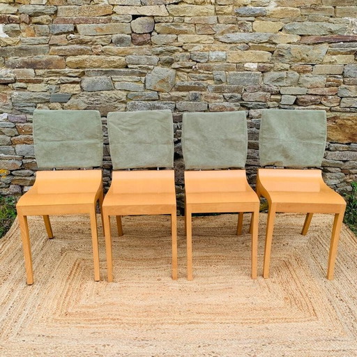 Set van 4 vintage "Finn" houten stoelen voor Ligne Roset, Frankrijk 1990