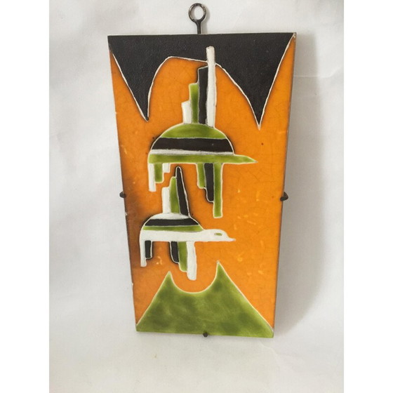 Image 1 of Vintage geglazuurd keramiek decoratief bord door Gilbert Valentin