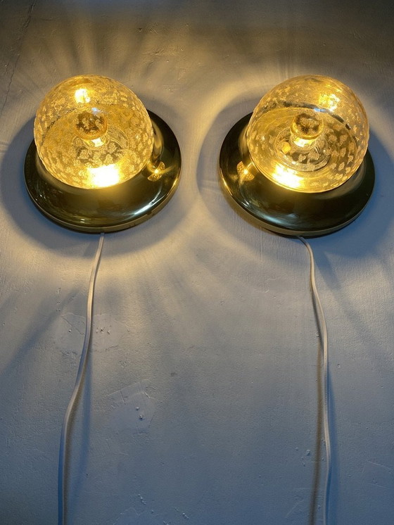 Image 1 of Vintage Plafond- Of Wandlampen Met Frosted Spikkels -Set-