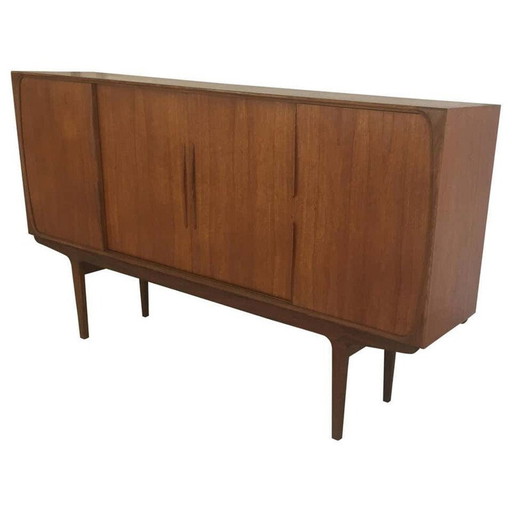 Vintage teakhouten dressoir met ingebouwd bargedeelte, Denemarken 1960