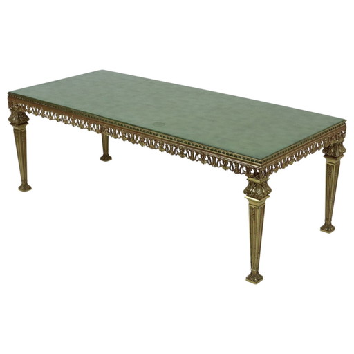 Hollywood Regency Salontafel Leder Messing