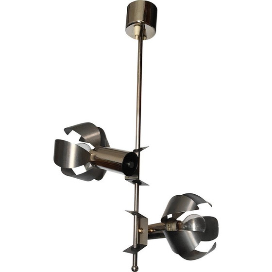 Image 1 of Vintage metalen bloemenkroonluchter, 1970