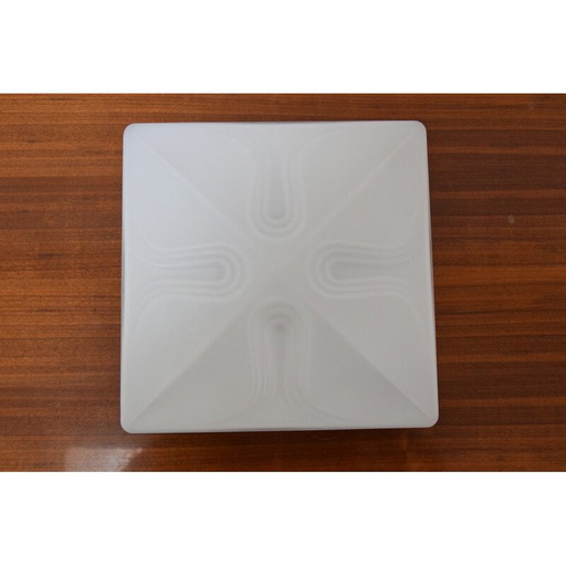 Vintage glazen en metalen plafondlamp, Tsjechoslowakije 1970