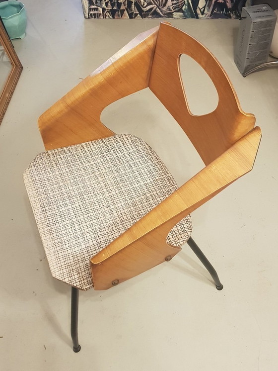 Image 1 of 2X Triplex Eetkamerstoelen Door Carlo Ratti Voor Industrieel Legni Curva, 1950S