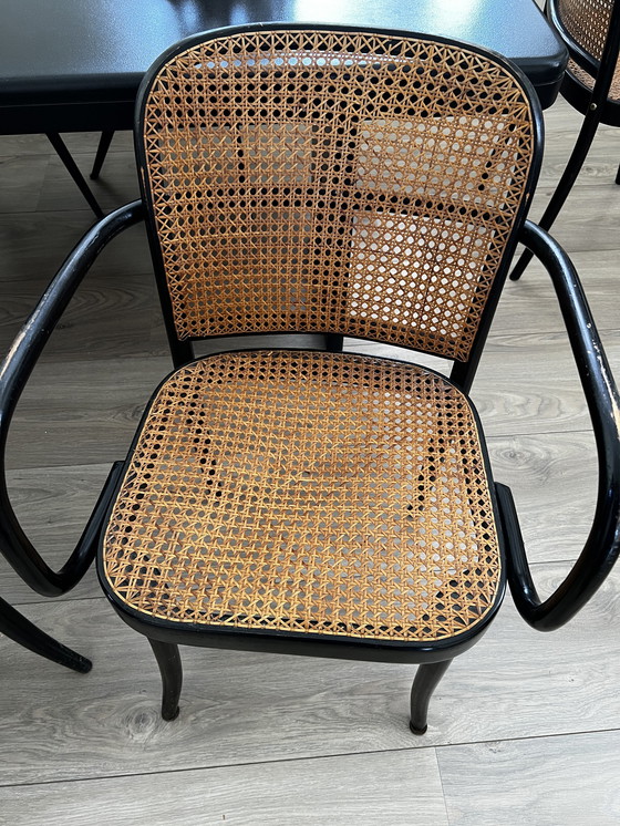 Image 1 of 3x Josef Hoffman Thonet nr 811 Praag stoel met armleuningen