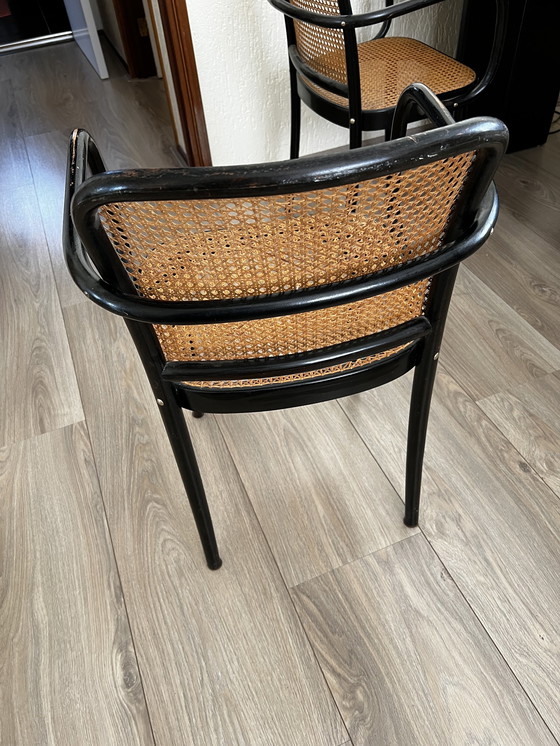 Image 1 of 3x Josef Hoffman Thonet nr 811 Praag stoel met armleuningen