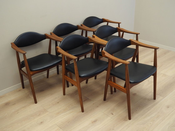 Image 1 of Set van zes teakhouten stoelen, Deens ontwerp, 1970S, Vervaardiging: Farstrup Møbler