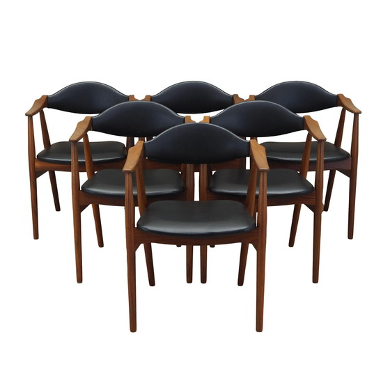 Image 1 of Set van zes teakhouten stoelen, Deens ontwerp, 1970S, Vervaardiging: Farstrup Møbler