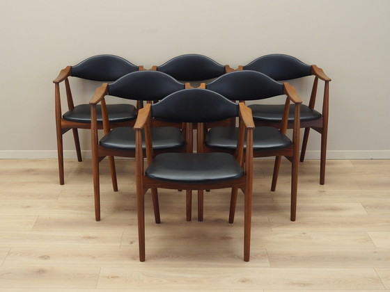 Image 1 of Set van zes teakhouten stoelen, Deens ontwerp, 1970S, Vervaardiging: Farstrup Møbler