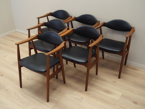 Image 1 of Set van zes teakhouten stoelen, Deens ontwerp, 1970S, Vervaardiging: Farstrup Møbler