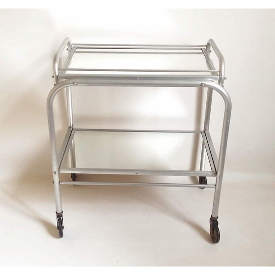 Image 1 of Vintage dienblad "Trolley" van aluminium en glas, 1930