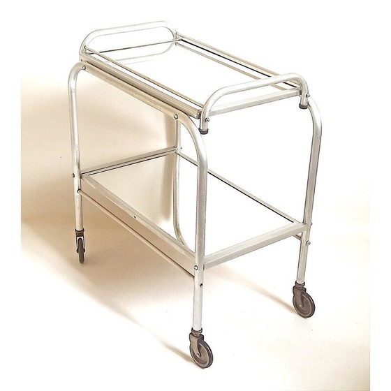 Image 1 of Vintage dienblad "Trolley" van aluminium en glas, 1930