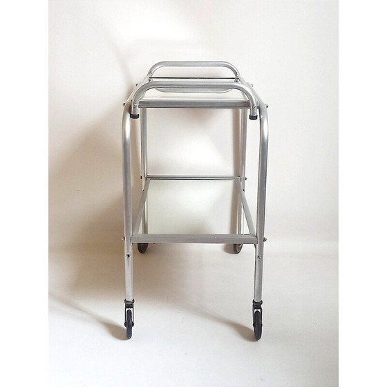 Image 1 of Vintage dienblad "Trolley" van aluminium en glas, 1930