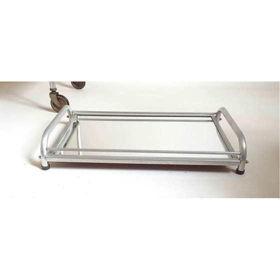 Image 1 of Vintage dienblad "Trolley" van aluminium en glas, 1930