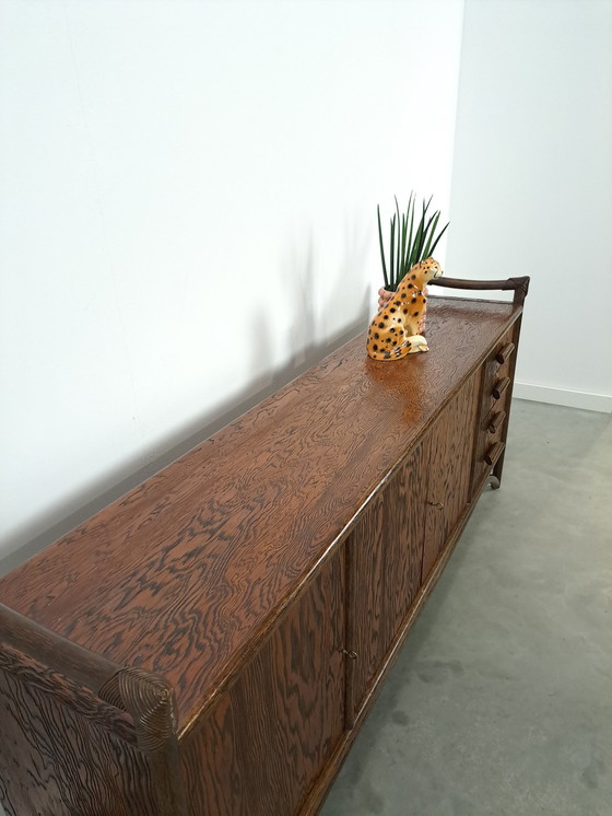 Image 1 of Hout Met Bamboe Dressoir Met Lades Vintage