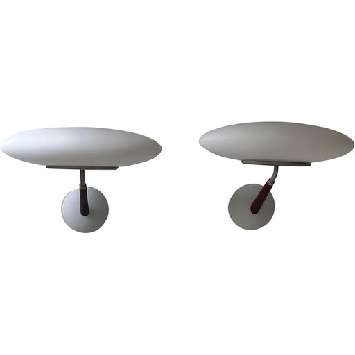 Paar vintage Pao wandlampen in opaline glas van Matteo Thun voor Arteluce, Italië 1990