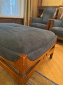 Schuitema Jugendstil zithoek, 2 fauteuils en grote poef