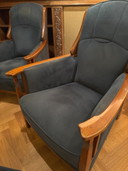 Schuitema Jugendstil zithoek, 2 fauteuils en grote poef