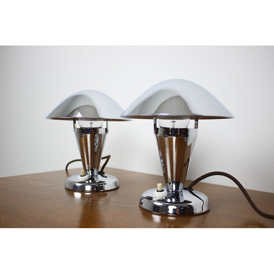 Image 1 of Paar vintage chromen lampen, Tsjecho-Slowakije 1930