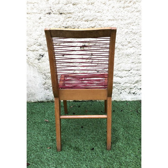 Image 1 of Set van 2 vintage stoelen in scoubidou van Louis Sognot, jaren 1950