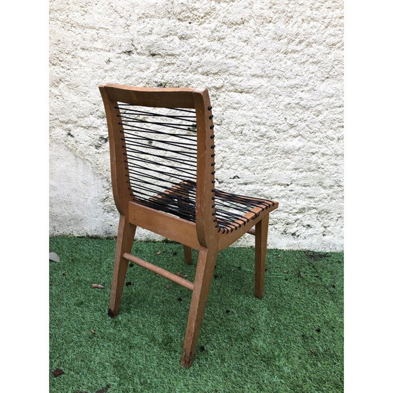 Image 1 of Set van 2 vintage stoelen in scoubidou van Louis Sognot, jaren 1950