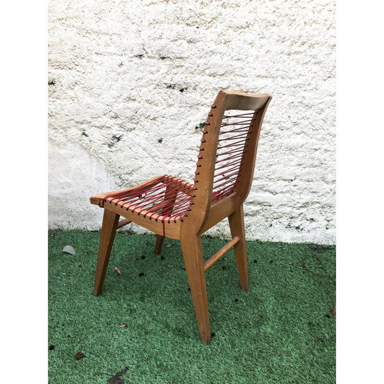 Image 1 of Set van 2 vintage stoelen in scoubidou van Louis Sognot, jaren 1950