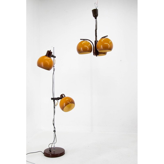 Image 1 of Set van vintage vloerlamp en kroonluchter, Hongarije 1960