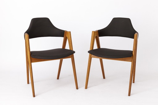 2 Compass Teak Eetkamerstoelen, 1960, door Kai Kristiansen voor Sva Møbler, Set van 2, Deens