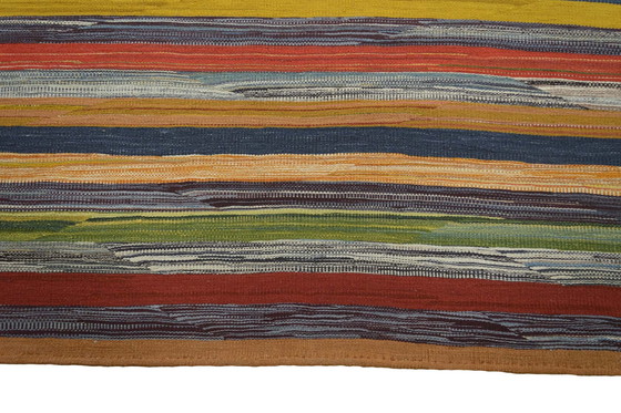 Image 1 of Handgeweven design kelim Fars - 250 x 162 cm - Moderne strepen en natuurlijke kleuren