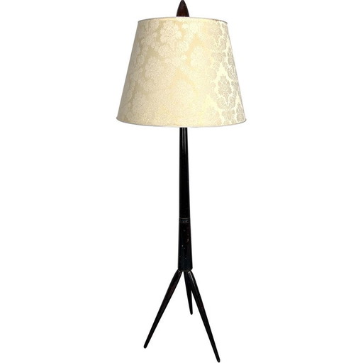 Mid-eeuwse houten driepoot vloerlamp, Italië 1950