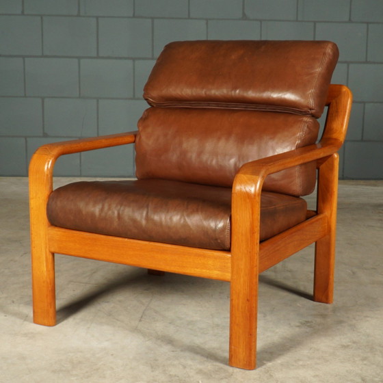 Image 1 of Vintage Leren Fauteuil – L. Olsen & Søn – Møbelfabrik K/S – Jaren 60