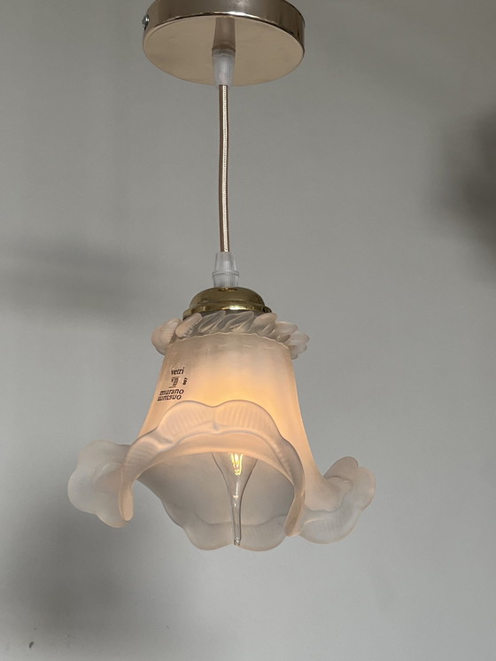 Image 1 of 1 Mini Kroonluchter Hanglamp Vintage Geblazen Glas ! 