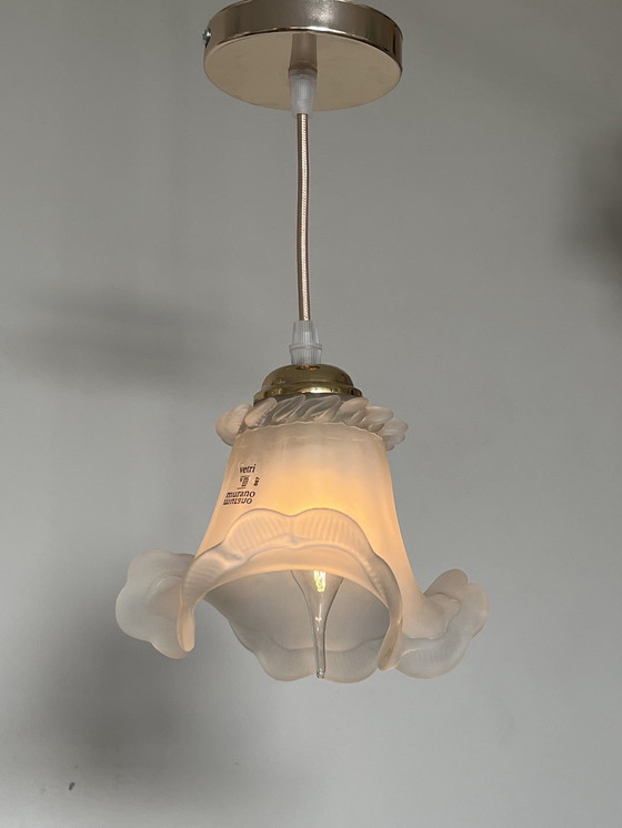 Image 1 of 1 Mini Kroonluchter Hanglamp Vintage Geblazen Glas ! 