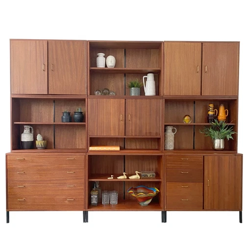 Mid-century Deens design wandmeubel teak jaren 60 wandsysteem